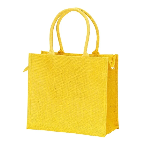 Jutowa Torba Na Zakupy z Zamkiem i Wewnętrzną Kieszenią Si25109 06 Yellow