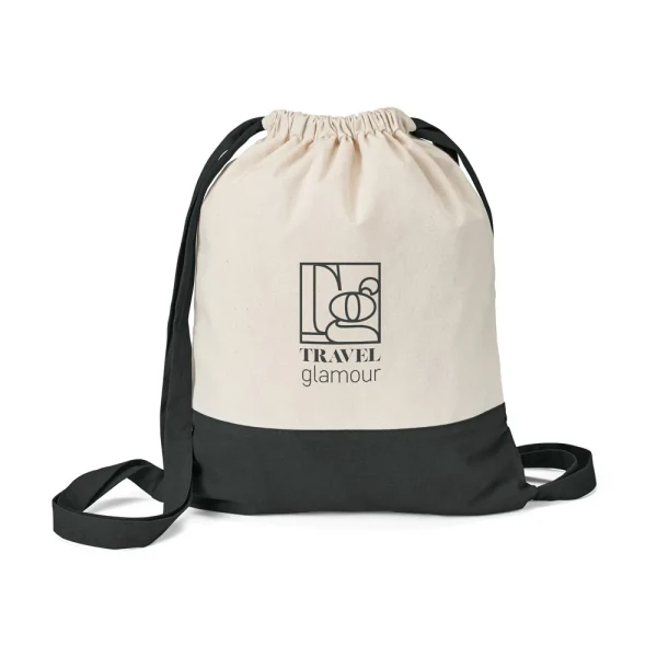 Bawełniany Dwukolorowy Worek Plecak 180 g/m² Hi92913_103 Czarny Logo