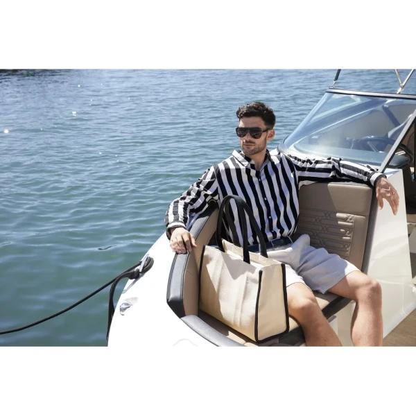 Torba Shopper Polycotton z Zamkiem Kieszenią i Podszewką QD633 Natural Black Lifestyle