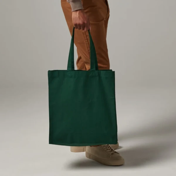 Płócienna Torba Na Zakupy z Dnem i Bokami z Bawełny Fairtrade W623 Bottle Green LS2