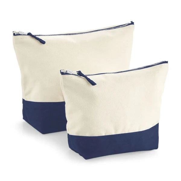Płócienna Eko Kosmetyczka lub Torba Na Akcesoria z Grubej Bawełny W544 Natural&Navy M & L