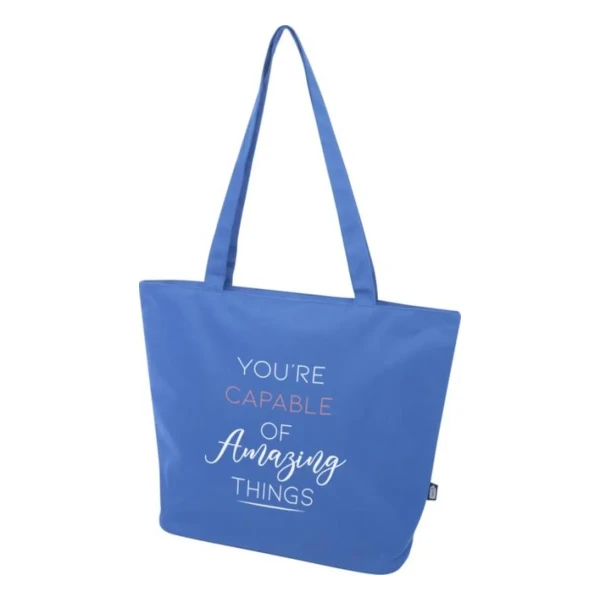 Torba Na Zakupy Zapinana Na Zamek z Recyklingu RPET PC130052-53 Królewski Niebieski