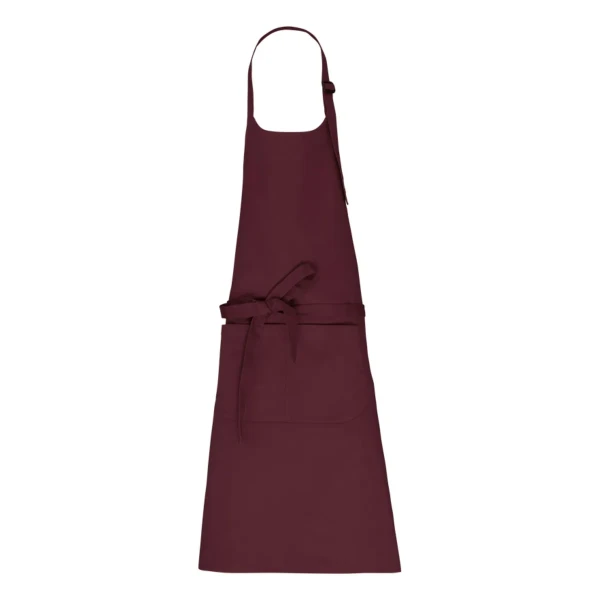 Profesjonalny Fartuch z Bawełny Organicznej z Kieszenią KI8007 DARK CHERRY