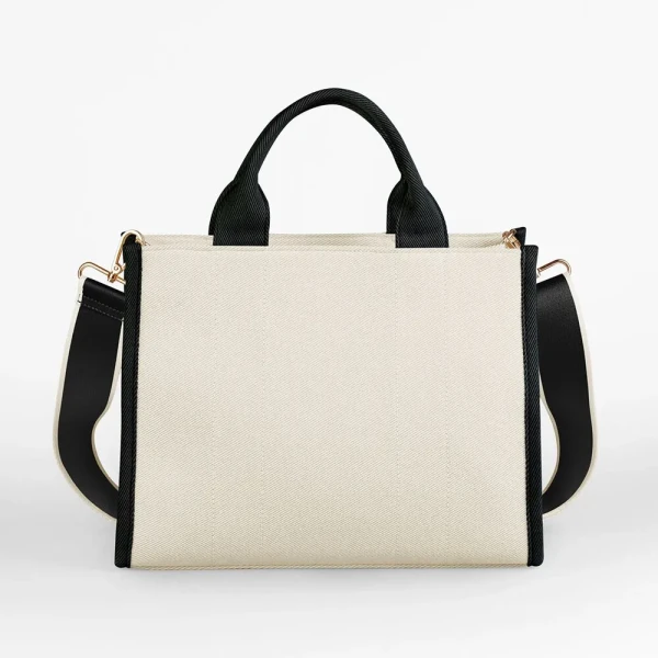 Torba Tote Polycotton z Zamkiem, Wew. Kieszenią i Podszewką QD632 Natural Black
