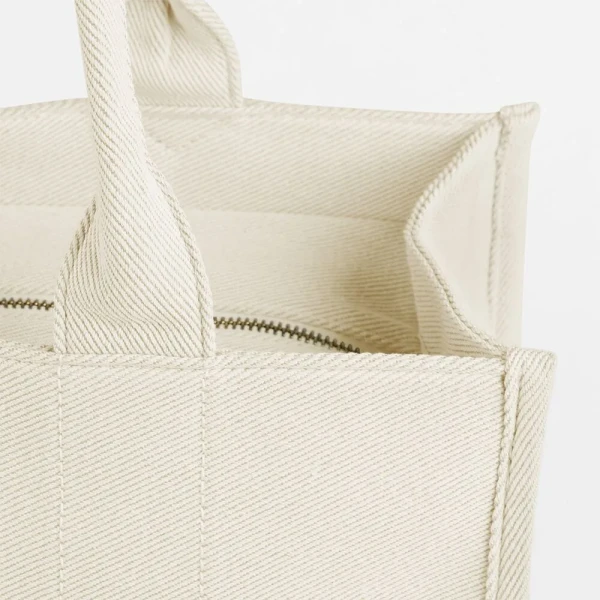 Torba Shopper Polycotton z Zamkiem, Wew. Kieszenią i Podszewką QD633 Natural Zip Closure