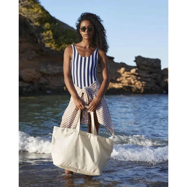 Duża Wytrzymała Płócienna Torba Na Zakupy lub Plażę W606 Natural Lifestyle 1