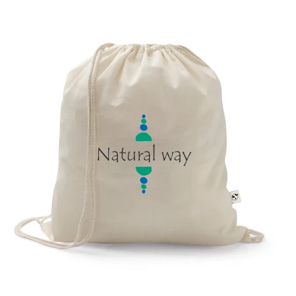 Eko Worek Plecak z Bawełny z Recyklingu i RPET Hi92392_150 Naturalny Logo