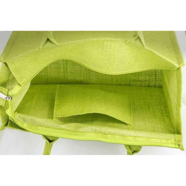 Jutowa Torba Na Zakupy z Zamkiem i Wewnętrzną Kieszenią Si25109 44 2 Green Apple