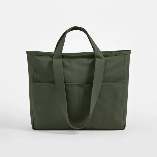 Płócienna Torba TOTE z Przegrodą Na Zamek i Podwójnymi Uchwytami W604 Olive Green