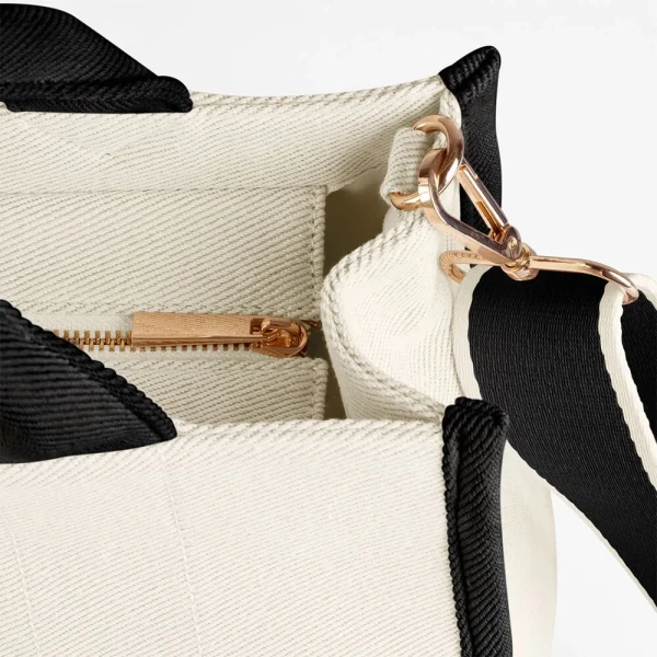 Torba Tote Polycotton z Zamkiem, Wew. Kieszenią i Podszewką QD632 Natural Black Zip Closure