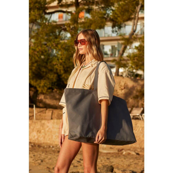 Maxi Duża Płócienna Torba Na Zakupy lub Na Plażę XXL W696 Graphite Grey