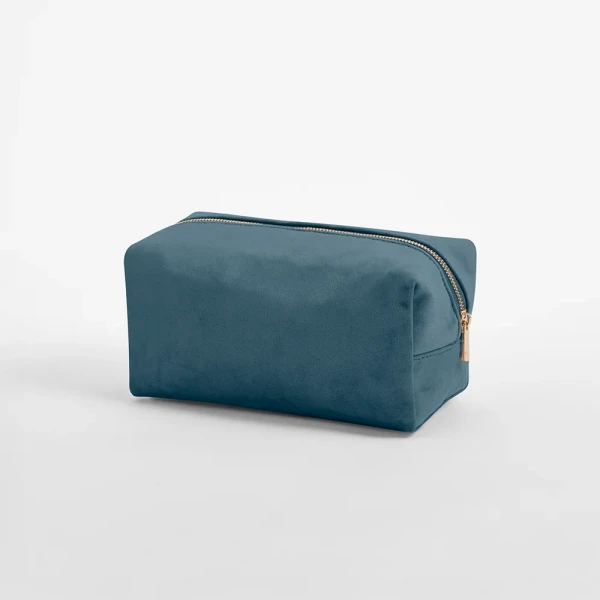 Aksamitna Eko Kosmetyczka Etui z Recyklingu z Podszewką i Certyfikatem GRS BG716 Blue Topaz Size M