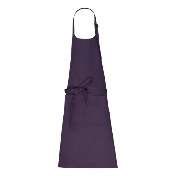 Profesjonalny Fartuch z Bawełny Organicznej z Kieszenią KI8007 DEEP PLUM