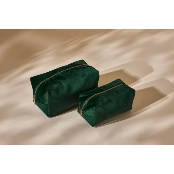 Aksamitna Eko Kosmetyczka Etui z Recyklingu z Podszewką i Certyfikatem GRS BG716 Dark Emerald LS1