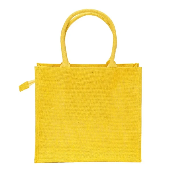 Jutowa Torba Na Zakupy z Zamkiem i Wewnętrzną Kieszenią Si25109 06 1 Yellow