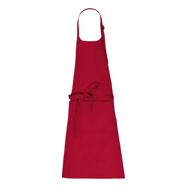 Profesjonalny Fartuch z Bawełny Organicznej z Kieszenią KI8007 HIBISCUS RED