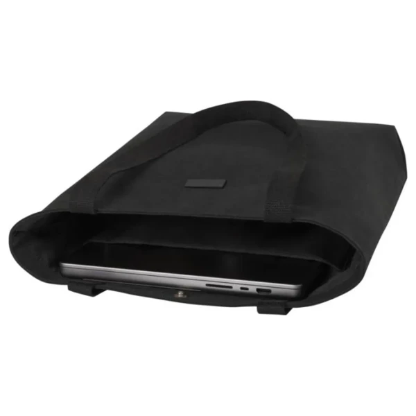 Płócienna Torba z Bawełny z Recyklingu z Podszewką i z Kieszenią Na Laptopa PC130042-90 Czarny