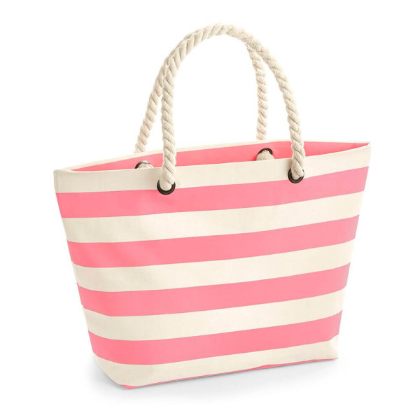 Plażowa Eko Torba z Grubej Bawełny Płóciennej Szczotkowanej W680_P Natural / Pink