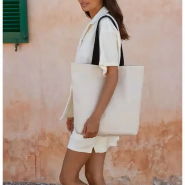 Płócienna Torba Na Zakupy z Bawełny Fairtrade W671 Natural / Black LF4