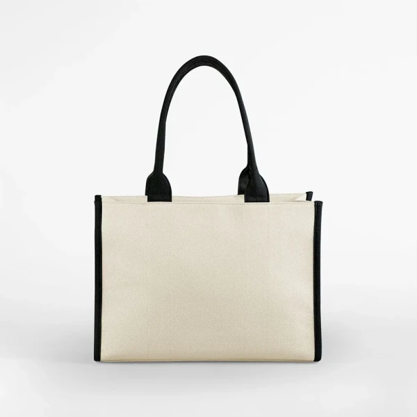 Torba Shopper Polycotton z Zamkiem, Wew. Kieszenią i Podszewką QD633 Natural Black