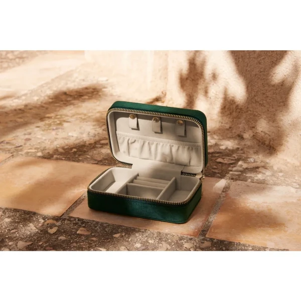 Aksamitne Podróżne Pudełko Na Biżuterię BG710 Dark Emerald