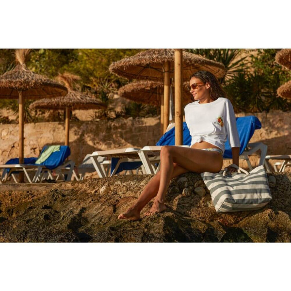 Plażowa Eko Torba z Grubej Bawełny Płóciennej Szczotkowanej W680_P Natural / Grey