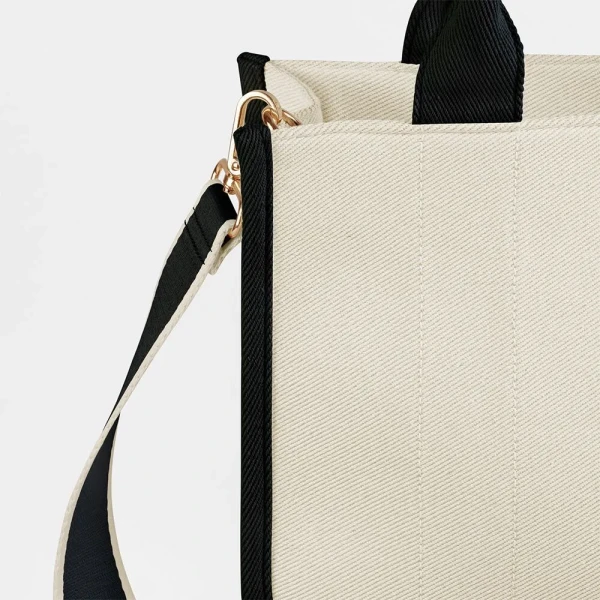 Torba Tote Polycotton z Zamkiem, Wew. Kieszenią i Podszewką QD632 Natural Black