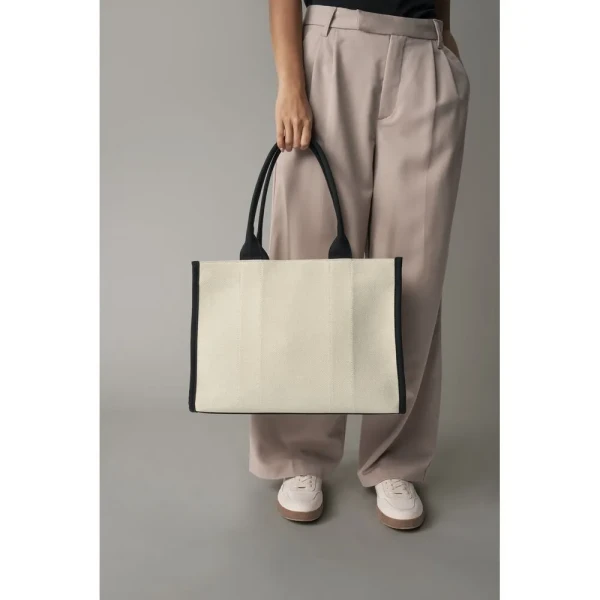 Torba Shopper Polycotton z Zamkiem Kieszenią i Podszewką QD633 Natural Black Lifestyle