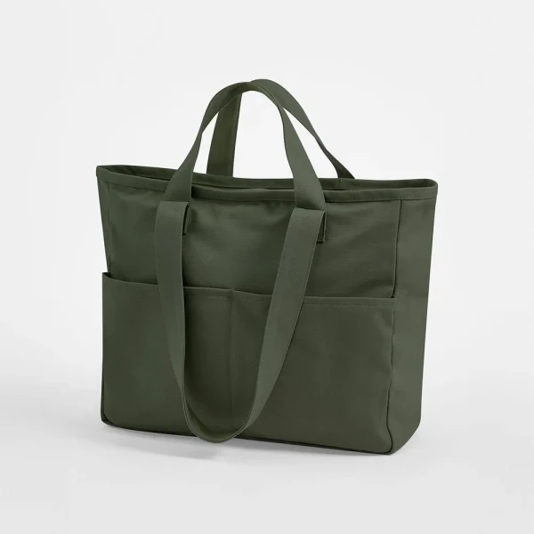 Płócienna Torba TOTE z Przegrodą Na Zamek i Podwójnymi Uchwytami W604 Olive Green