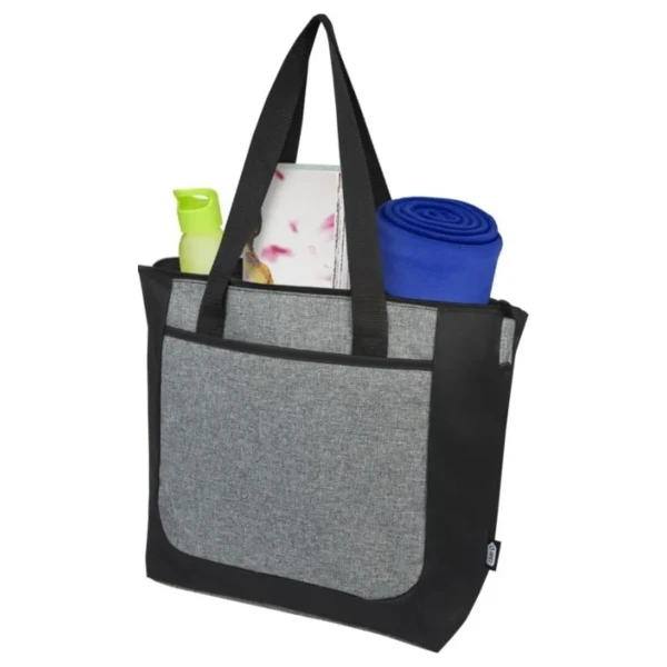 Torba Zapinana Na Zamek z Recyklingu RPET PC120657-90 Czarny / Melanż Szary