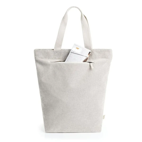 Torba Na Zakupy Zapinana Na Zamek z Polibawełny HF1816070 Natural