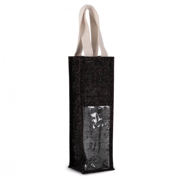 Eko torba z juty na wino KI0267 Black Silver