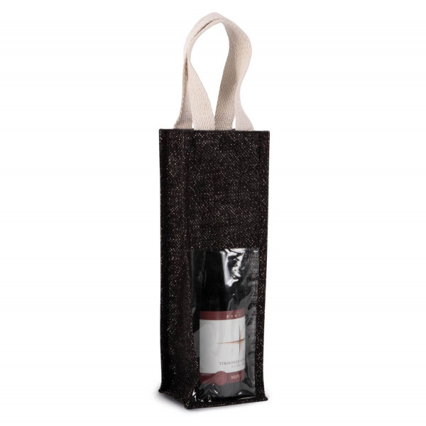 Eko torba z juty na wino KI0267 Black Silver