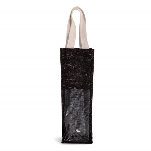 Eko torba z juty na wino KI0267 Black Silver