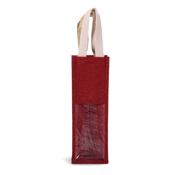 Eko torba z juty na wino KI0267 Cherryred Gold