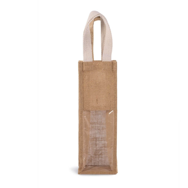 Eko torba z juty na wino KI0267 Natural Gold