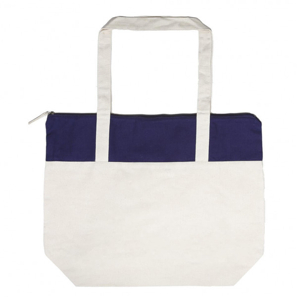 Eko duża bawełniana torba na zamek XL - Paris - Col.001/057 Natural / Navy