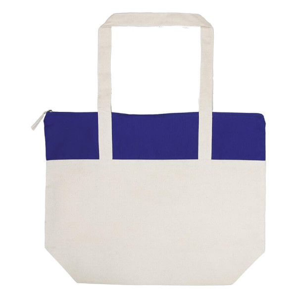 Eko duża bawełniana torba na zamek XL - Paris - Col.001/055 Natural / Royal Blue