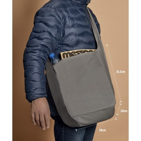 Eko bawełniana torba przewieszana przez ramię - TIBET - Col.090 Medium Grey