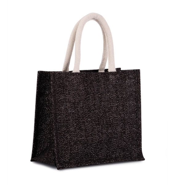 Eko świąteczna torba z juty rozm. S KI0273s  Black / Silver