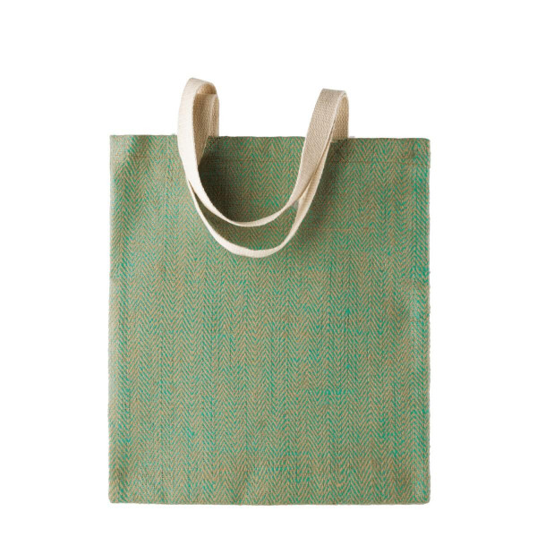 Eko torba z barwionej przędzy jutowej KI0226 Natural / Water Green