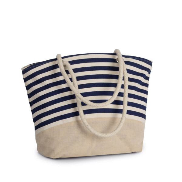 Eko jutowo-bawełniana torba plażowa na zamek KI0283 Natural / Navy