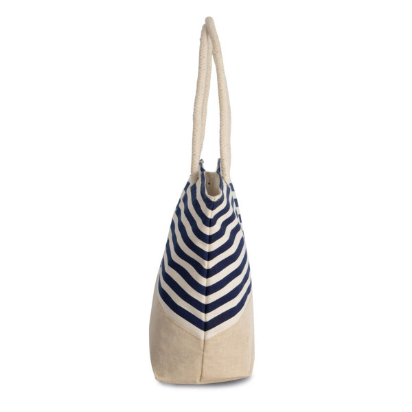 Eko jutowo-bawełniana torba plażowa na zamek KI0283 Natural / Navy