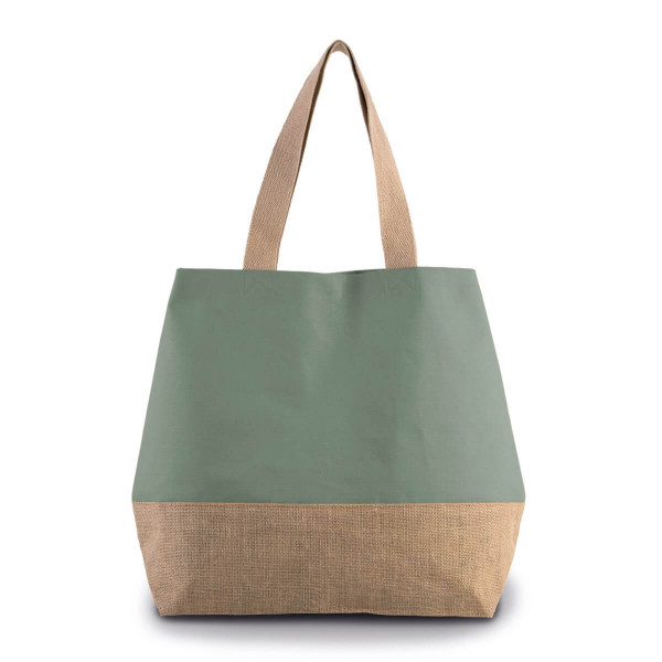 Eko torba płócienna z dnem z juty KI0235 Dusty Light Green / Natural