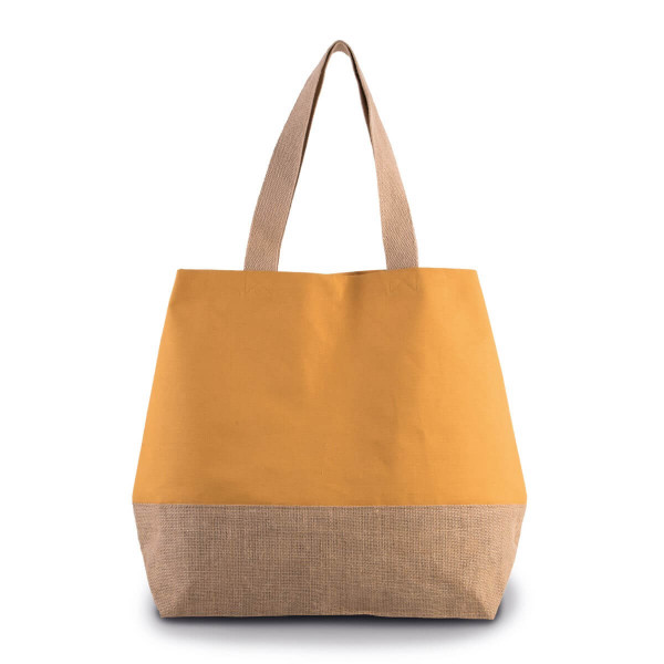 Eko torba płócienna z dnem z juty KI0235 Cumin Yellow / Natural
