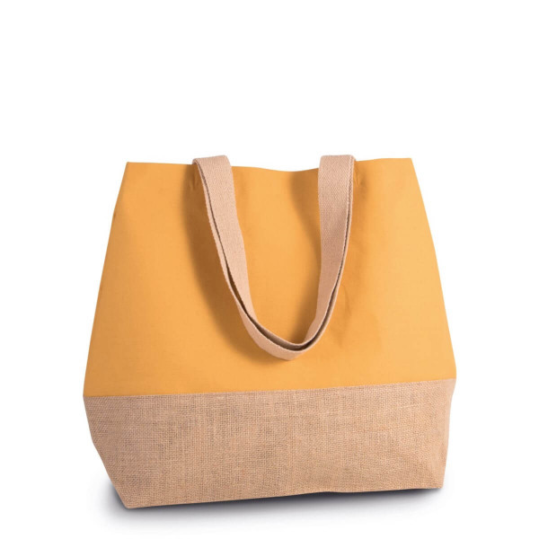 Eko torba płócienna z dnem z juty KI0235 Cumin Yellow / Natural