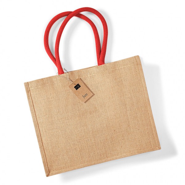 Eko klasyczna torba z juty W407 Natural / Bright Red