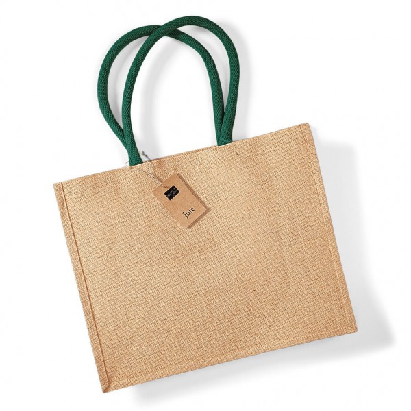 Eko klasyczna torba z juty W407 Natural / Forest Green