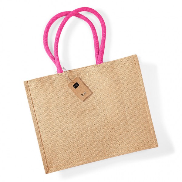 Eko klasyczna torba z juty W407 Natural / Fuchsia