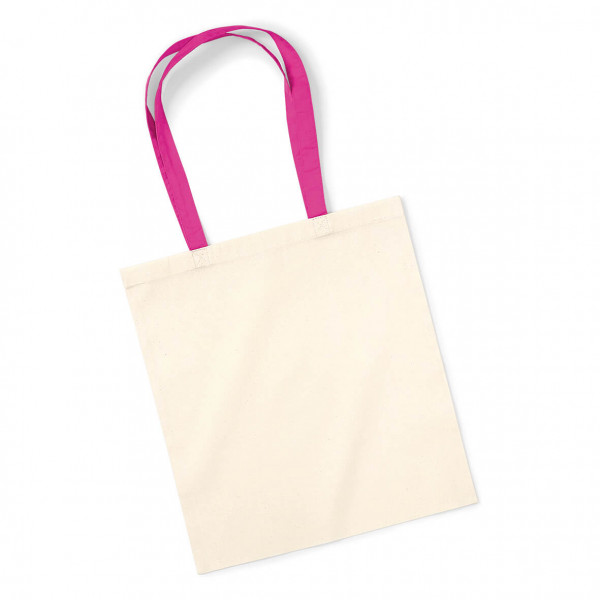 Eko torba bawełniana z kolorowymi uchwytami W101C Natural & Fuchsia
